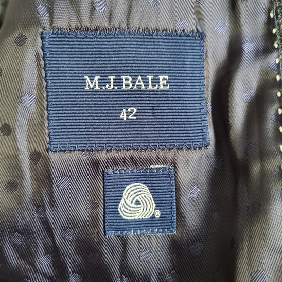 M.J. Bale wool blazer / suit jacket, navy and charcoal checked / plaid, 42R - Picture 16 of 17
